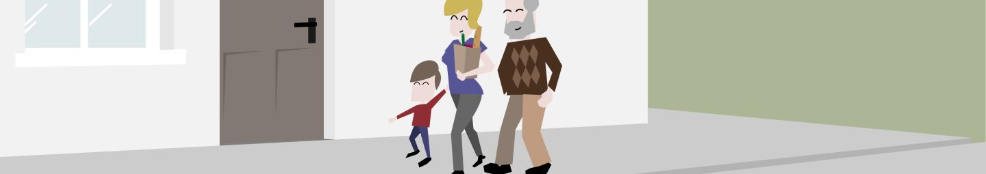 Une proche porte les courses d'un monsieur
